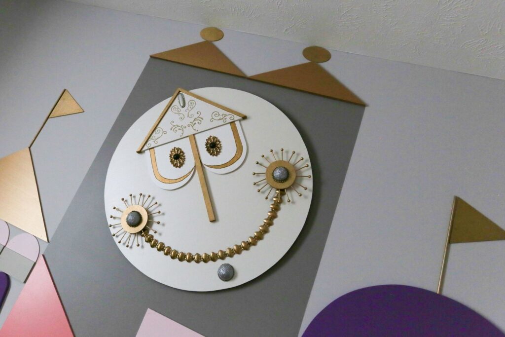 Fe Fi Faux Studios grey, pink, gold little girl's room clock.